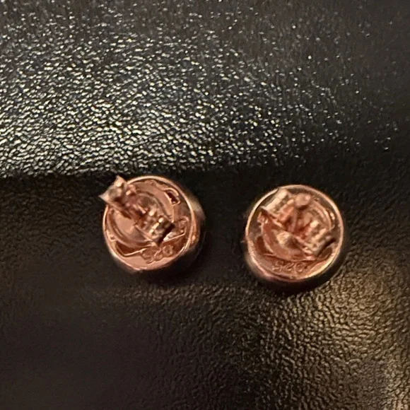 925 Rose Gold Stud Earrings - Picture 3 of 4